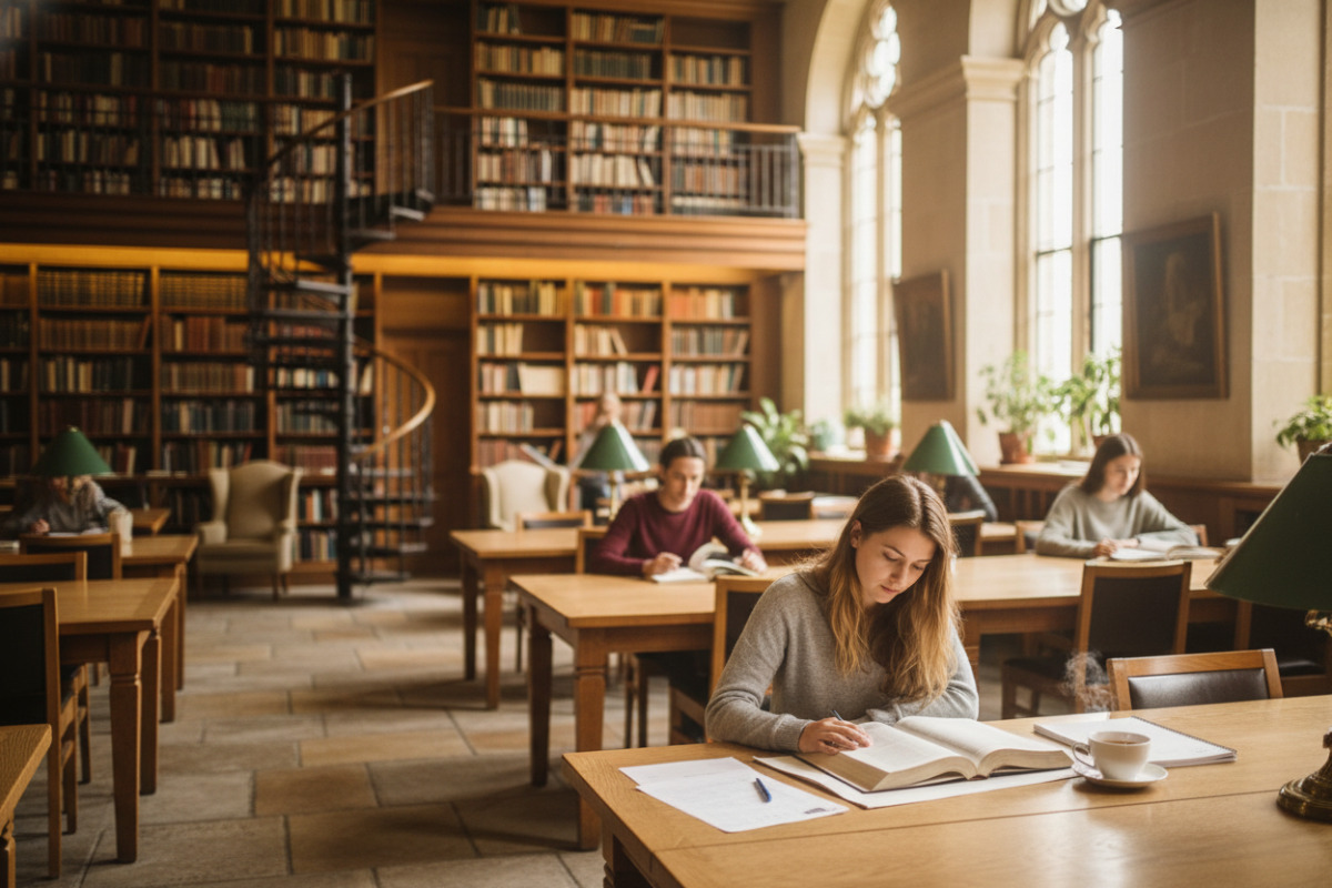 Abb. Bibliothek als ruhiger Lernort entdecken, auswählen, ankommen.