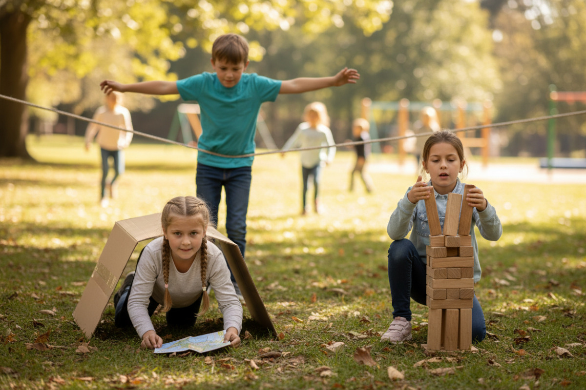 Abb. Im Spiel trainieren Kinder Ausdauer, Planung und Frustrationstoleranz.