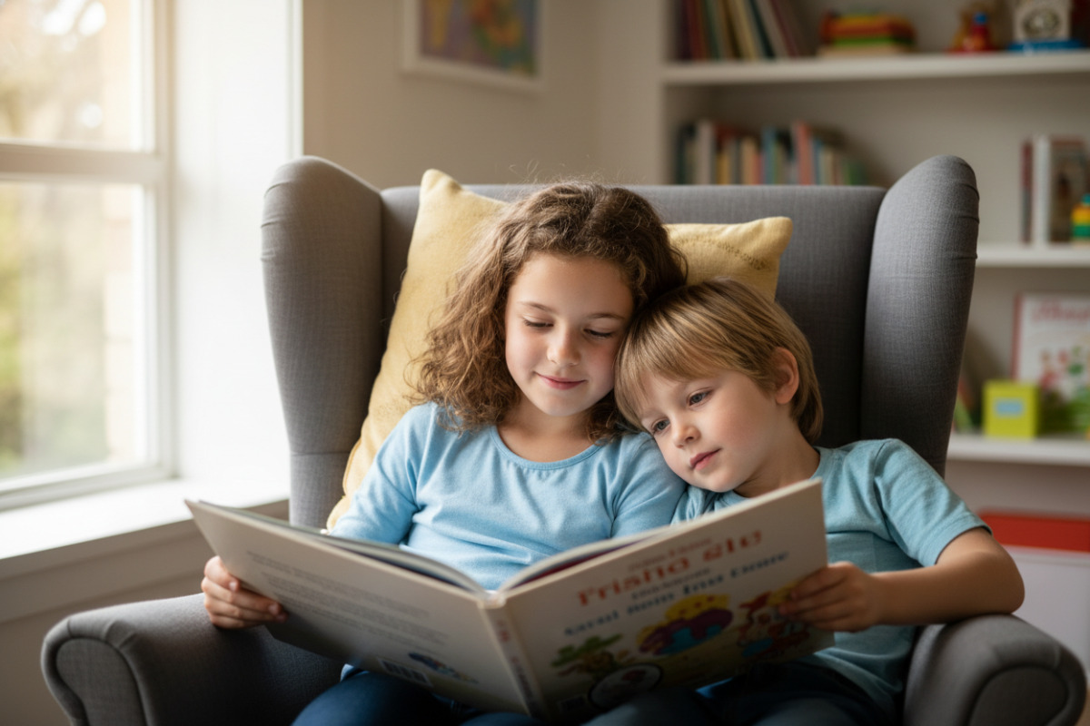 Abb. Kurze Lesezeiten zu zweit nehmen vielen Kindern die Anspannung.