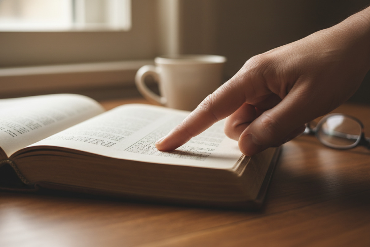 Abb. Ein Finger als Leseschiene hilft beim Dranbleiben.