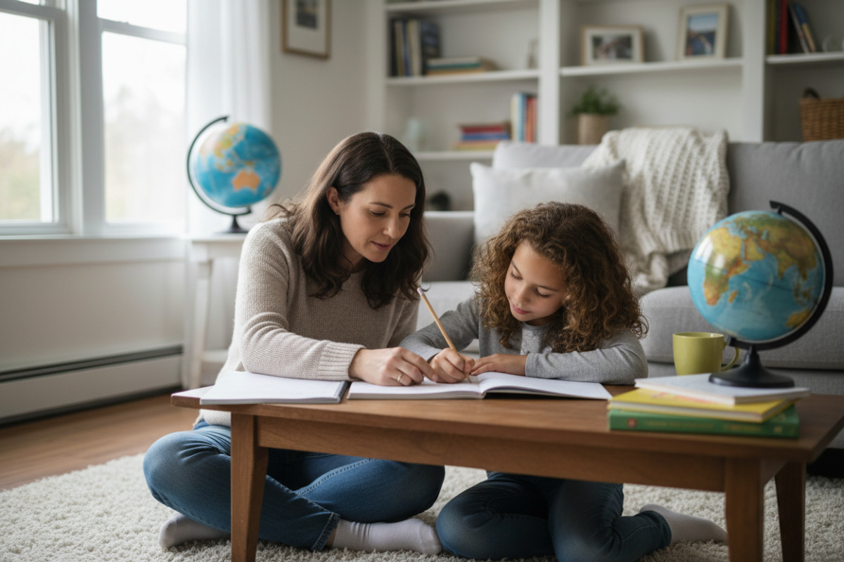 Abb. Ein ruhiger Lernmoment zu Hause, wie er selten perfekt, aber machbar ist.