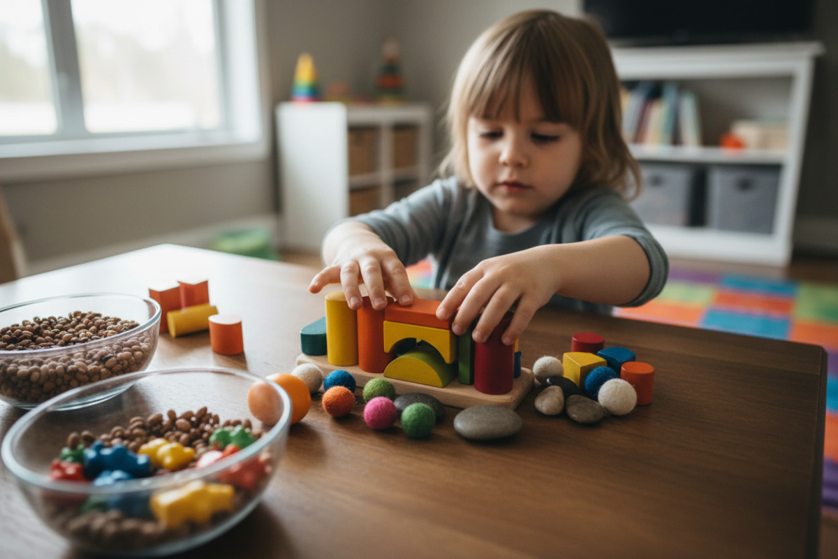 Abb. Rechnen wird leichter, wenn Kinder Mengen anfassen und sehen können.