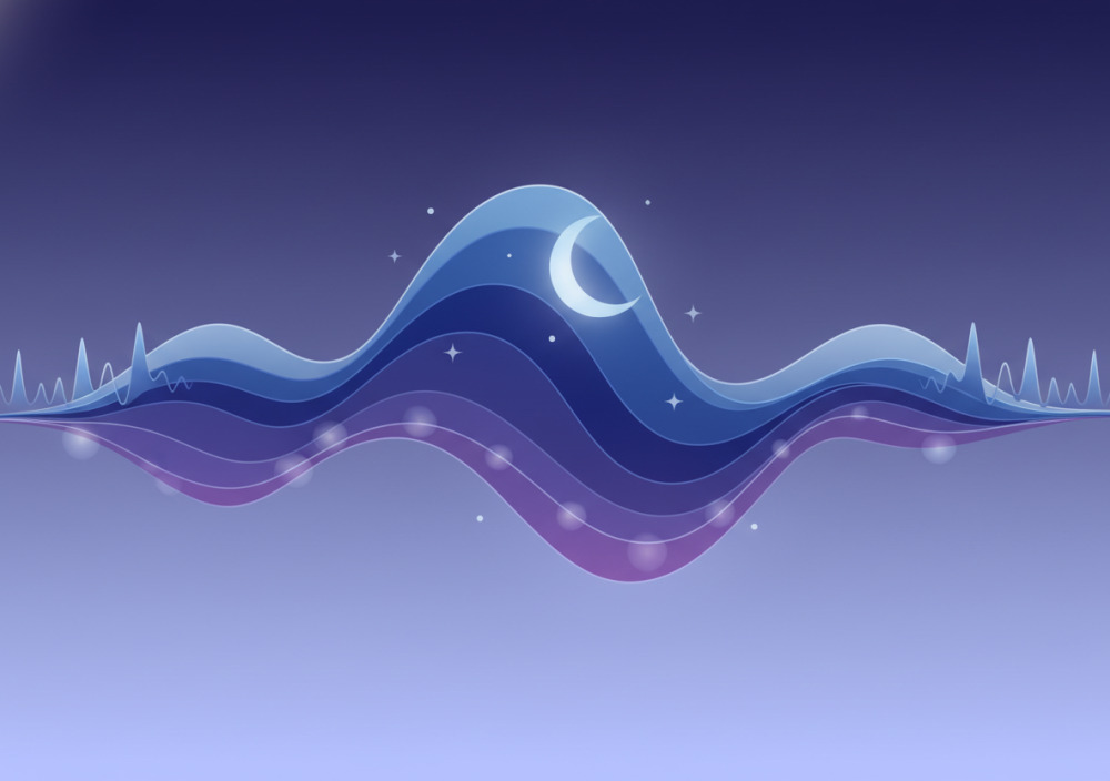 Symbolische Darstellung eines Schlafrhythmus mit Wellenlinien