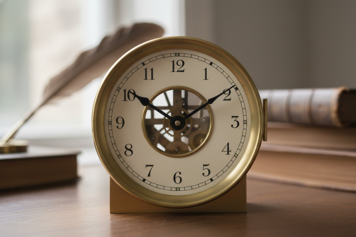 Abb. Erst klären, welcher Zeiger was bedeutet kurz = Stunden, lang = Minuten.