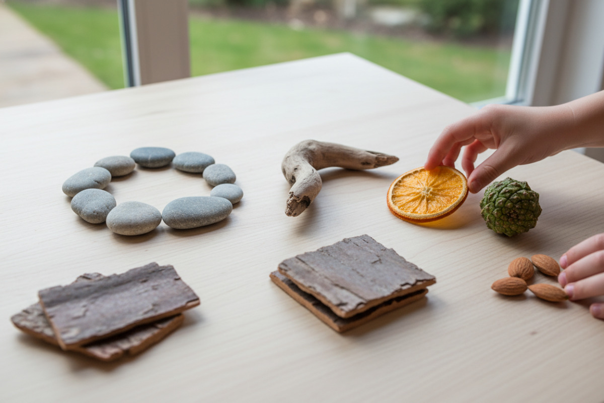 Abb. Formen entdecken im Alltag legen, drehen, vergleichen.