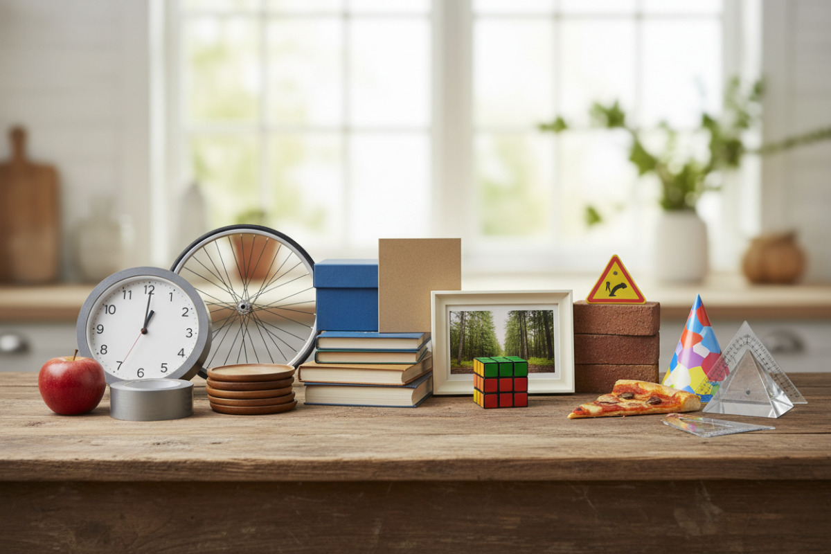 Abb. Geometrische Grundformen lassen sich im Alltag leicht entdecken und sortieren.