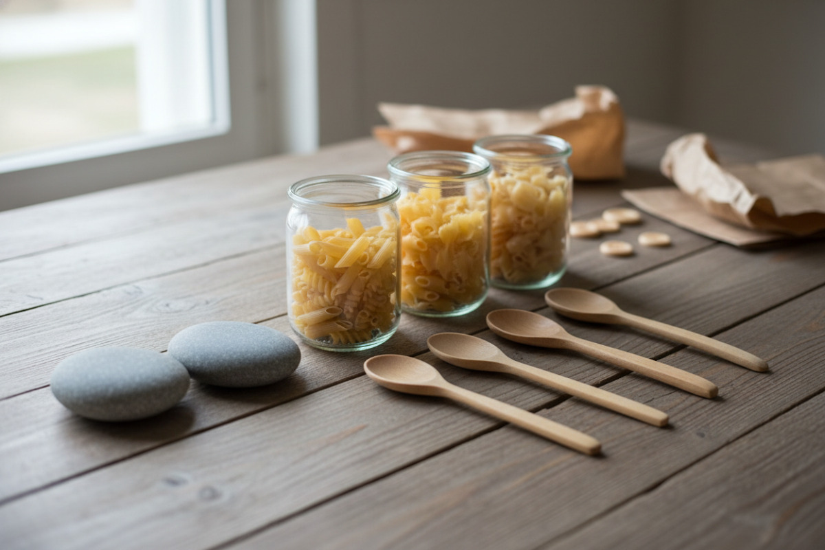 Abb. Vergleichen und Ordnen funktioniert mit ganz einfachen Gegenständen.