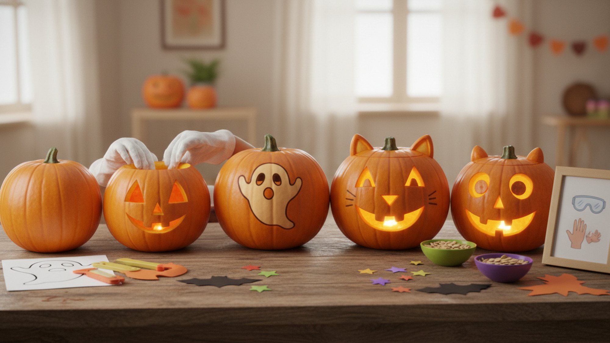 Kürbis schnitzen mit Kindern: Anleitung & 7 Halloween-Ideen