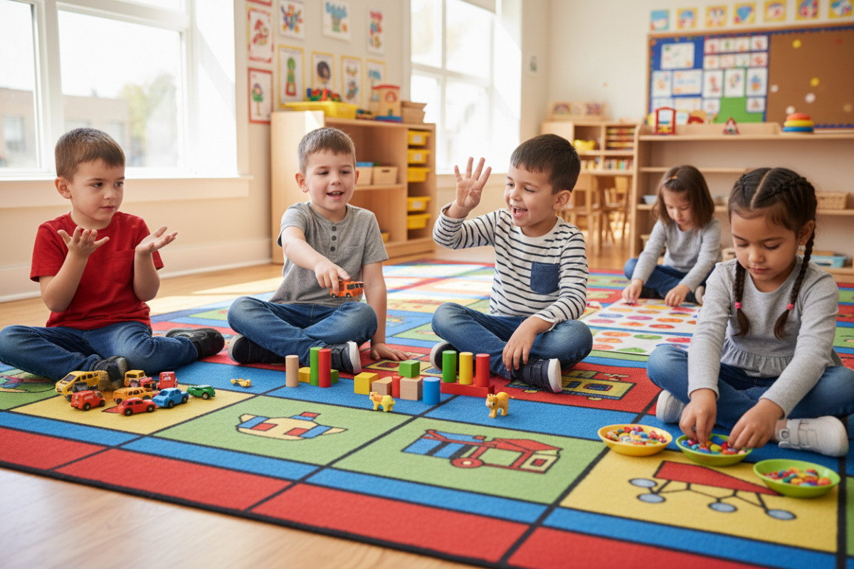 Alltagsszenen, in denen Kinder zählen, vergleichen, sortieren und Muster legen Mathe-Grundlagen für die Vorschule