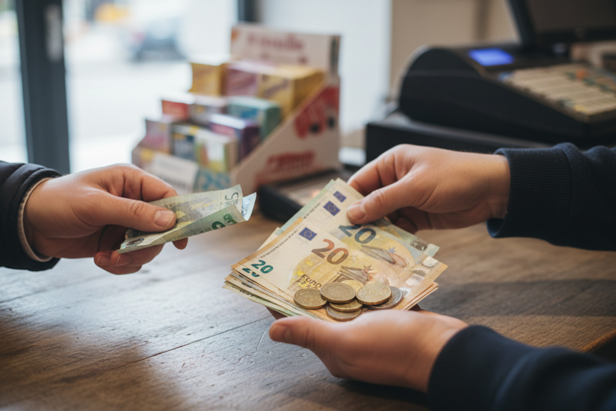 Abb. Rückgeld ist der Teil des Geldes, den man zurückbekommt.