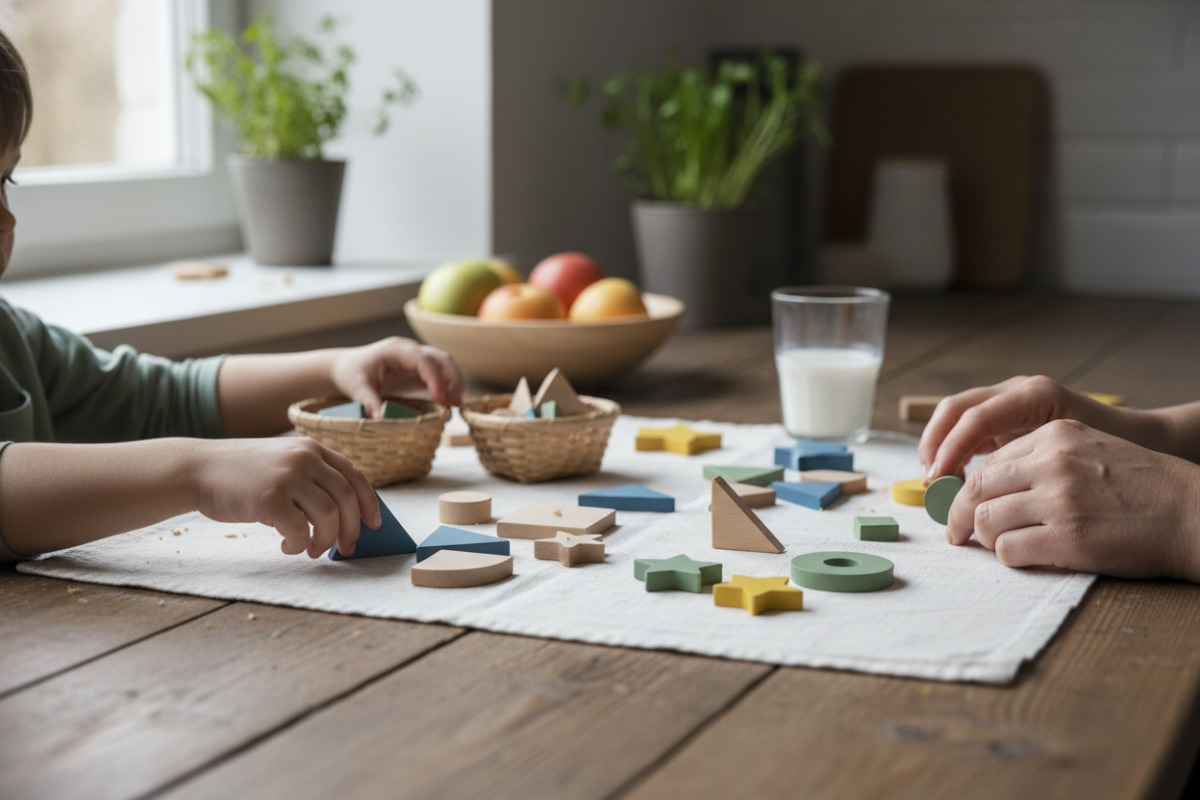 Abb. Formen entdecken beim Sortieren und Legen am Küchentisch.