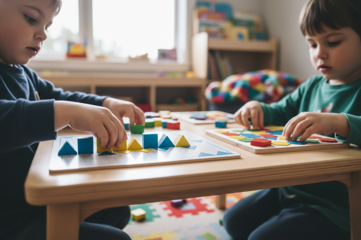Abb. Mit kleinen Legemustern üben Kinder Formen, Reihenfolgen und Konzentration.