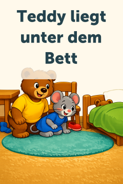 Teddy liegt unter dem Bett