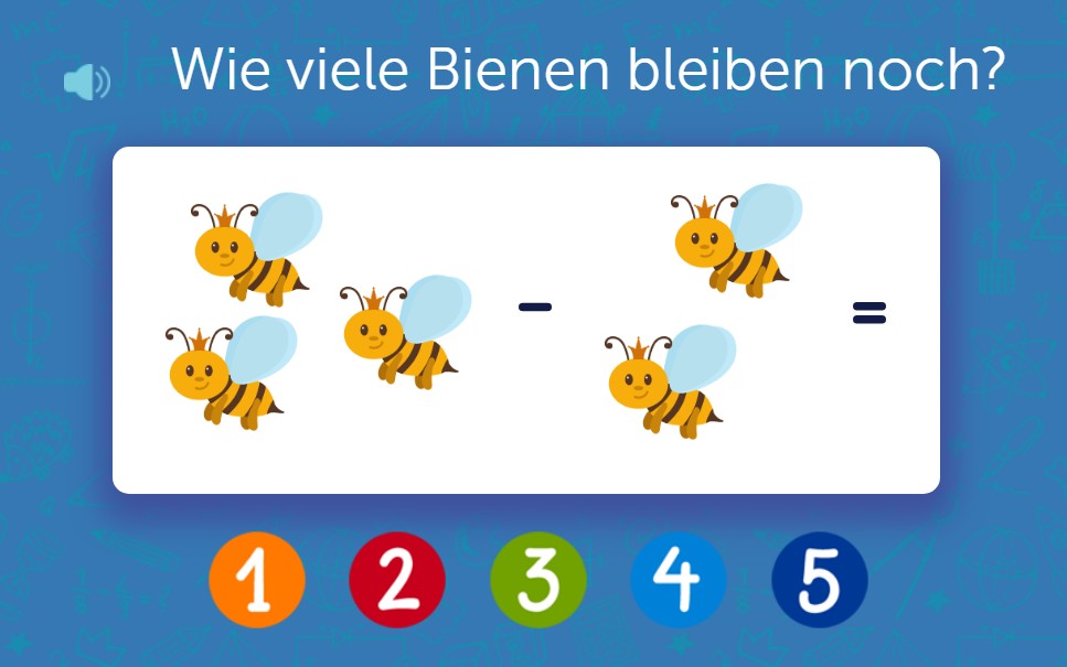 Subtraktion bis 5 mit Bildern – Rechnen lernen durch Zählen | Schlaumik.de