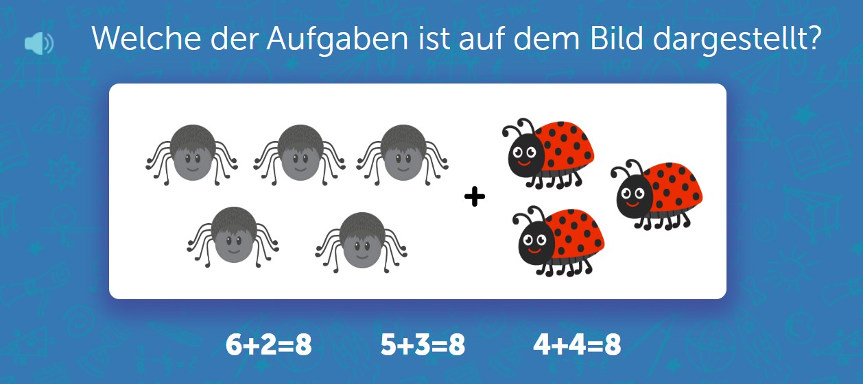 Matheübung Klasse 1 – Rechenaufgaben mit Bildern erkennen und zuordnen