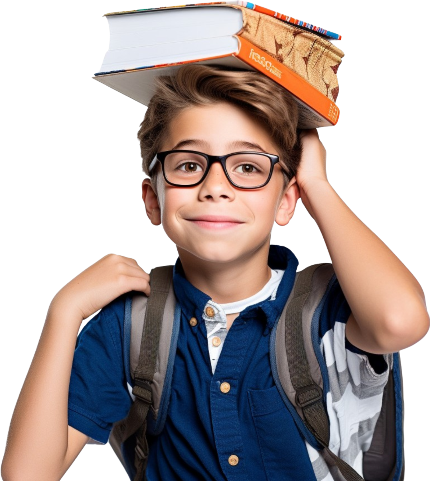 Zufriedener Junge mit Brille und Fliege